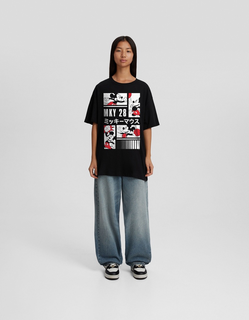 Camiseta de manga curta oversized com estampa do Mickey Mouse