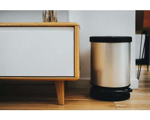 Rotho PASO ronde kunststof pedaalemmer, 20 l, zilver