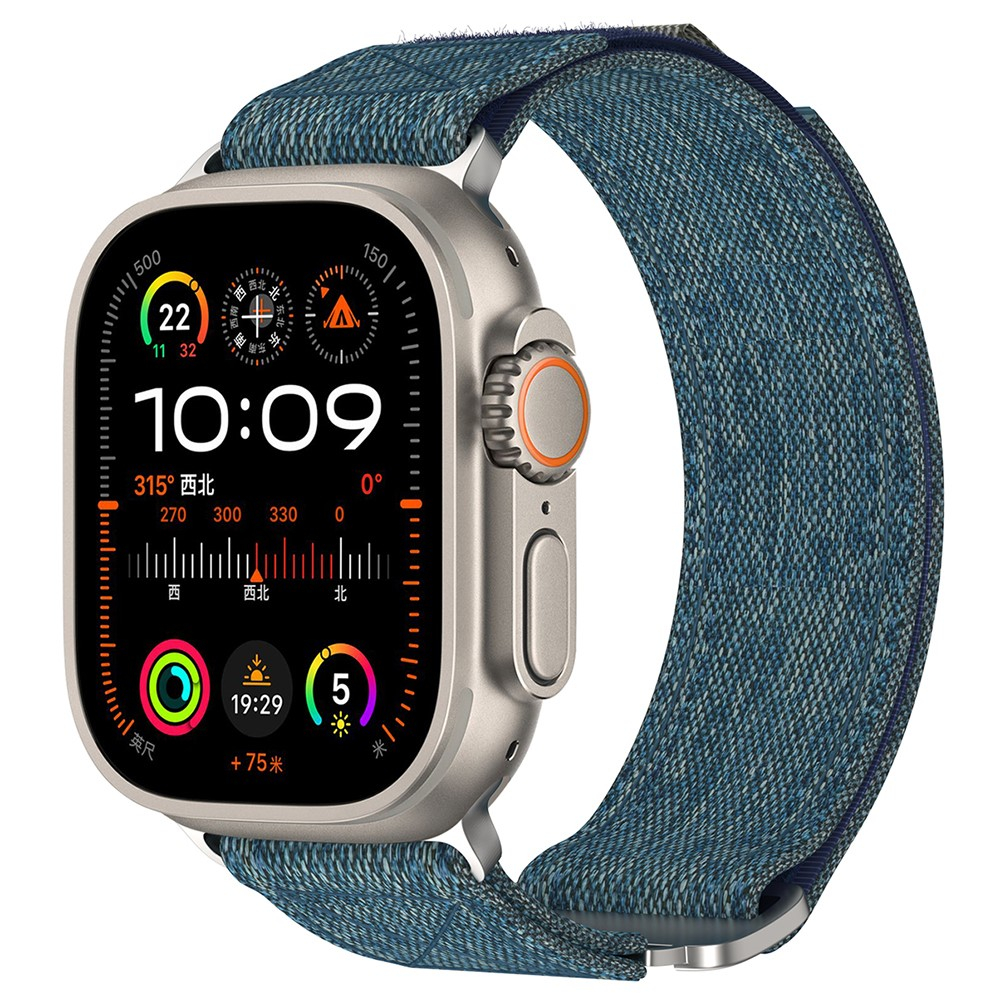 Apple Watch (42/41/40/38 mm) Nylon Armband mit Klettverschluss (Gelenkumfang: 130 - 210 mm) - Blau