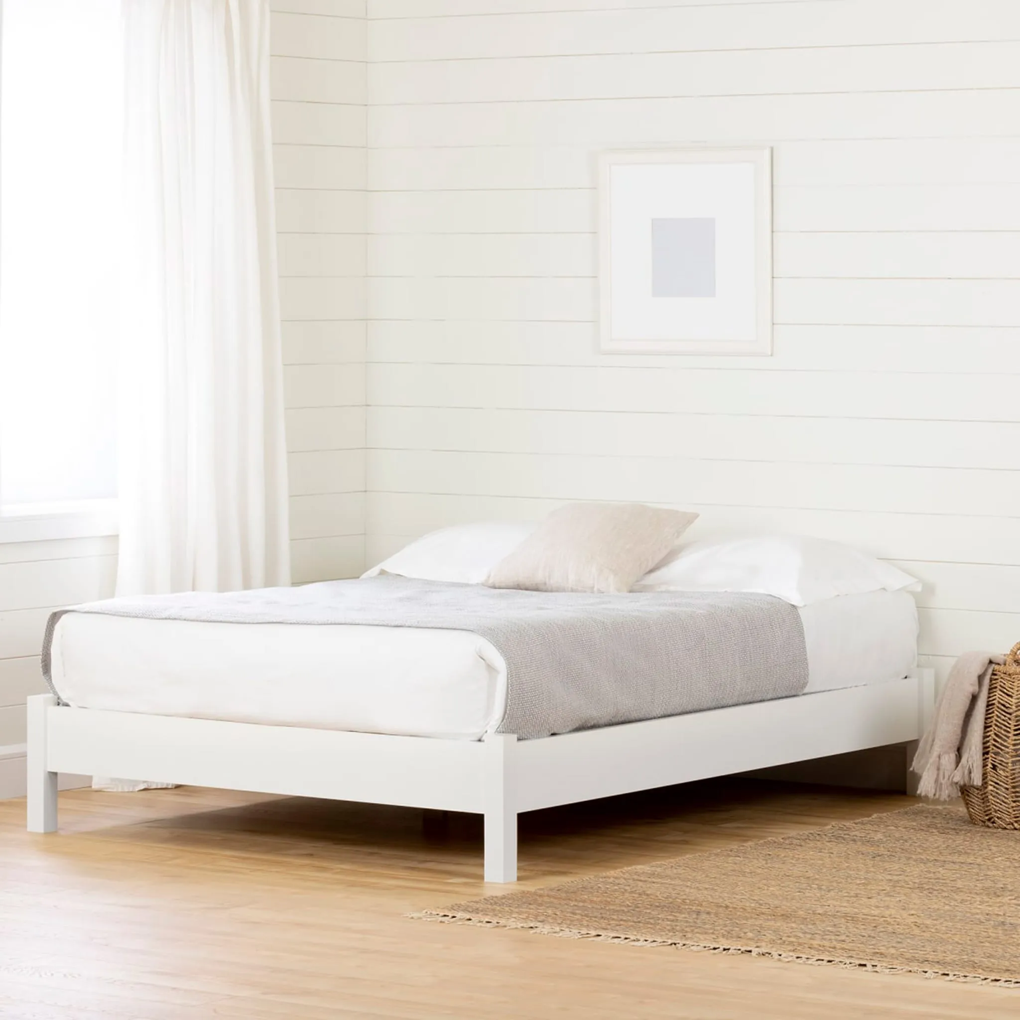 South Shore Lit Plateforme Double sur Pattes Munich - Blanc Solide
