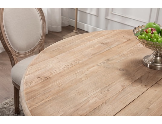 INTENSEDECO - Table de salle à manger Table ronde extensible en bois massif sidonie blanc
