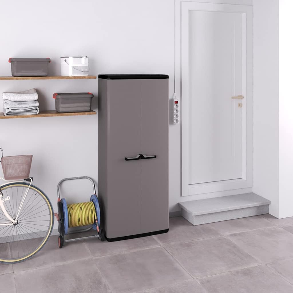 Keter Più Kunststoffschrank, hoch, anthrazit/schwarz, 68 x 39 x 166 cm