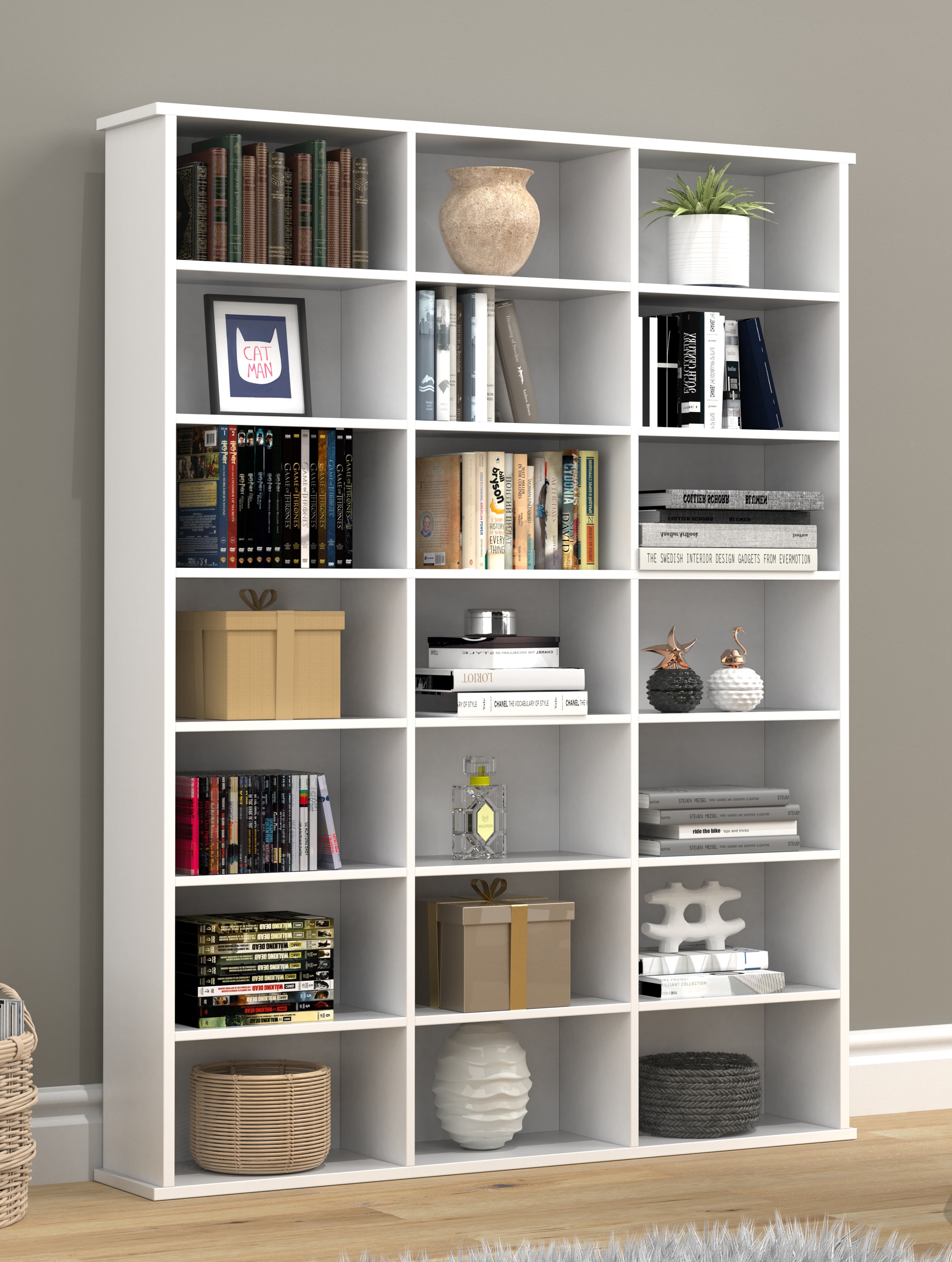 VCM Holz CD DVD Standregal Bücherregal Medienregal Raumteiler Deko Regal Megosa M