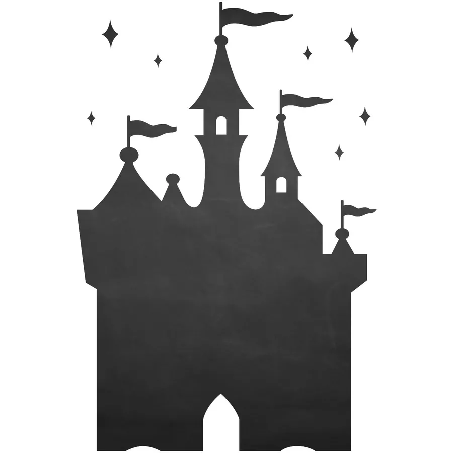 Nikima Wandtattoo 003 Schloss - selbstklebende Tafelfolie Kreidefolie inkl. 3 Stück Kreide schwarz