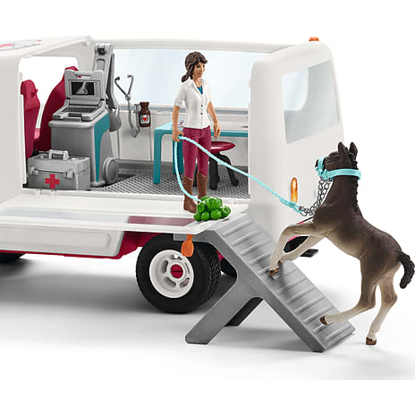 Schleich 42439 mobil dyrlæge med føl