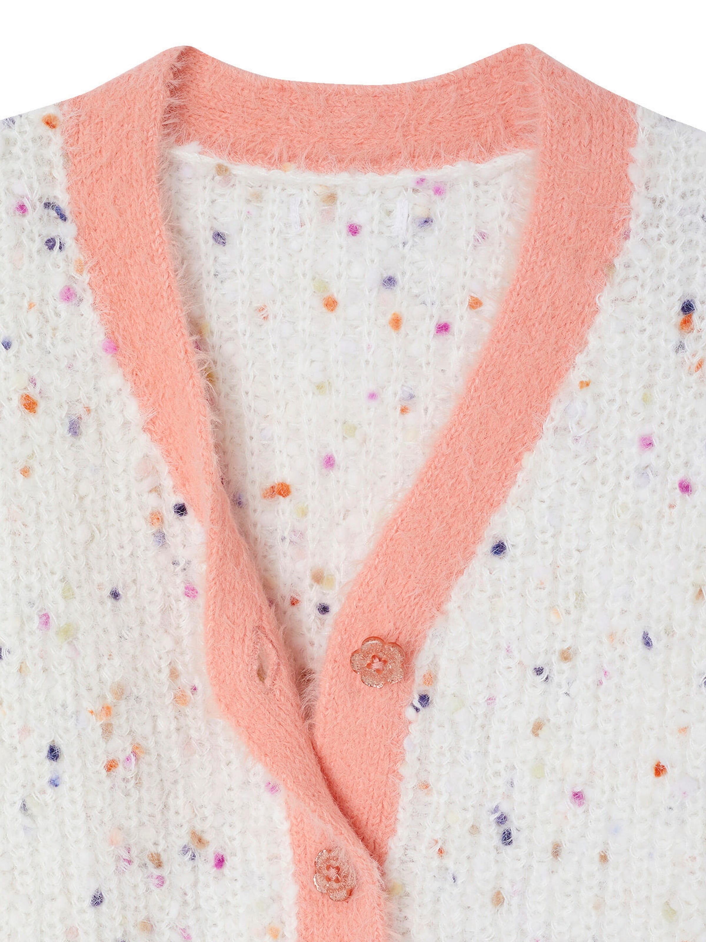 Vertbaudet Mädchen Strickjacke mit V-Ausschnitt aus Musterstrick mehrfarbig