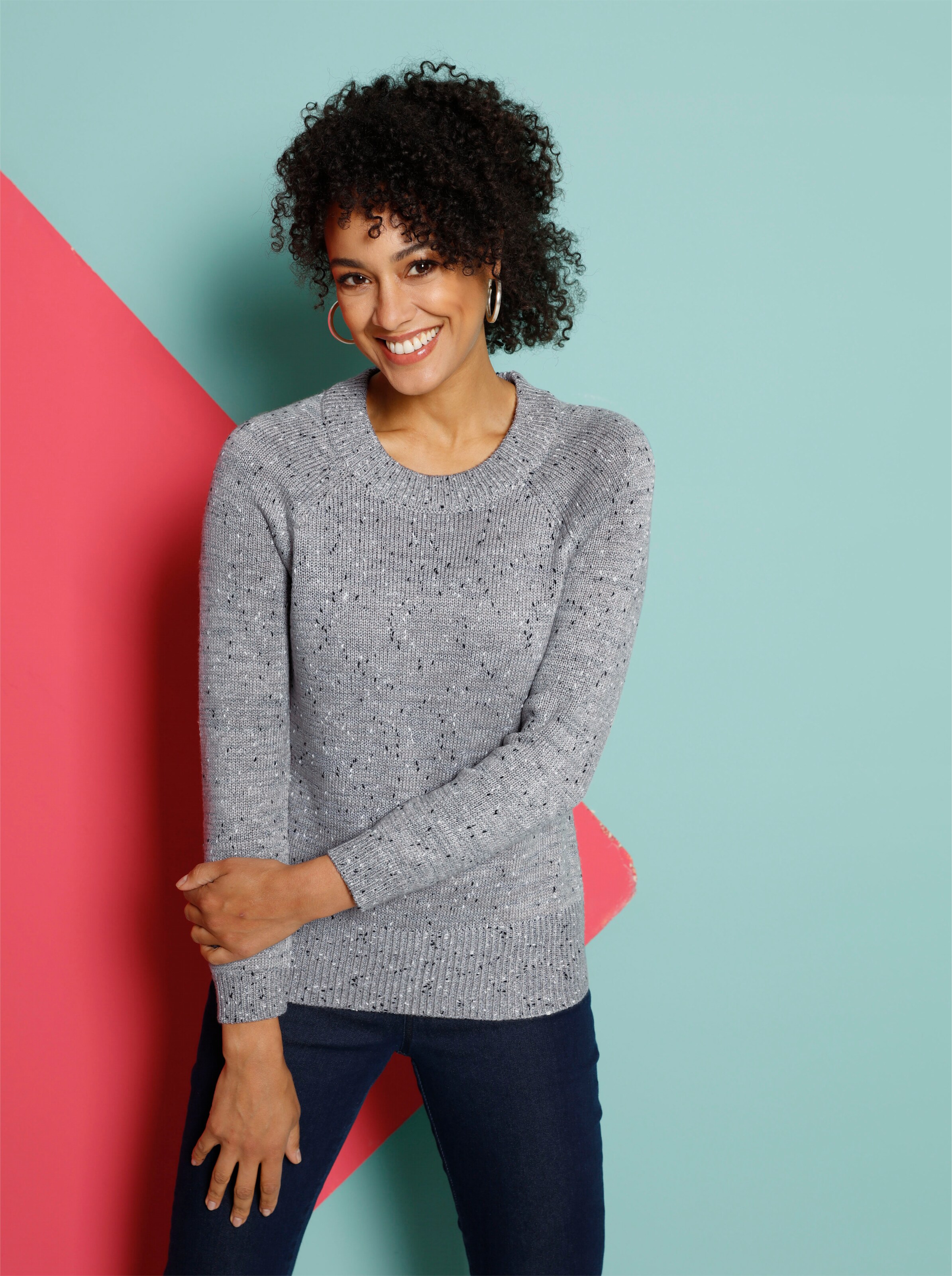 Langarm-Pullover aus Noppengarn