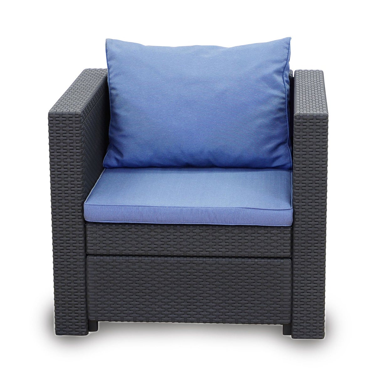 Keter Provence fauteuil inclusief kussen, blauw, weerbestendig, tuin, buiten