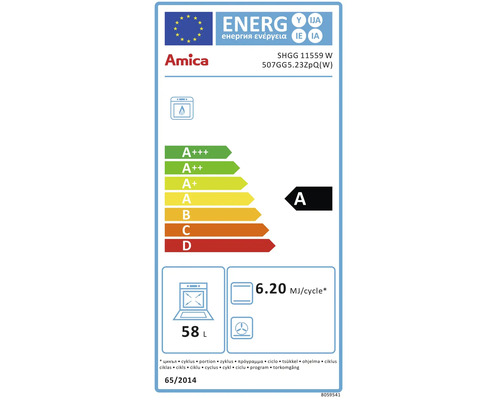 Amica vrijstaand fornuis met gaskookplaat NewSeries 500, bruikbaar volume 56 l, BxHxD 500 x 850 x 600 mm