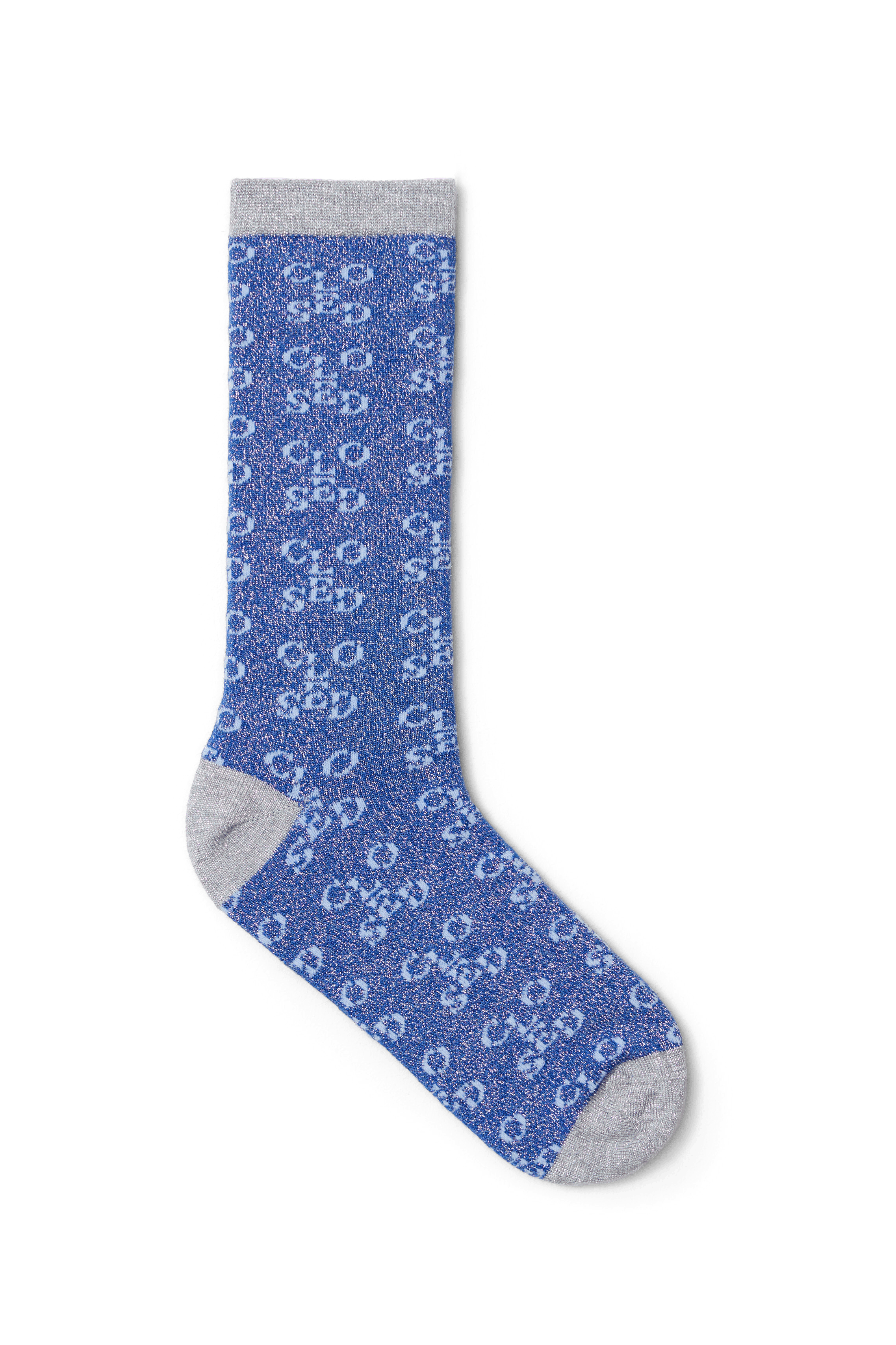 Chaussettes mi-hautes monogrammes brillantes | Bleu