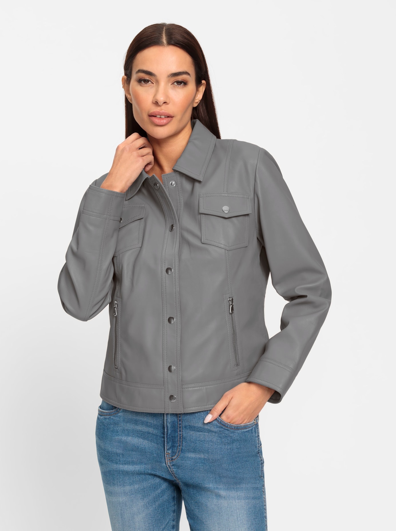 heine Lederjacke ohne Kapuze