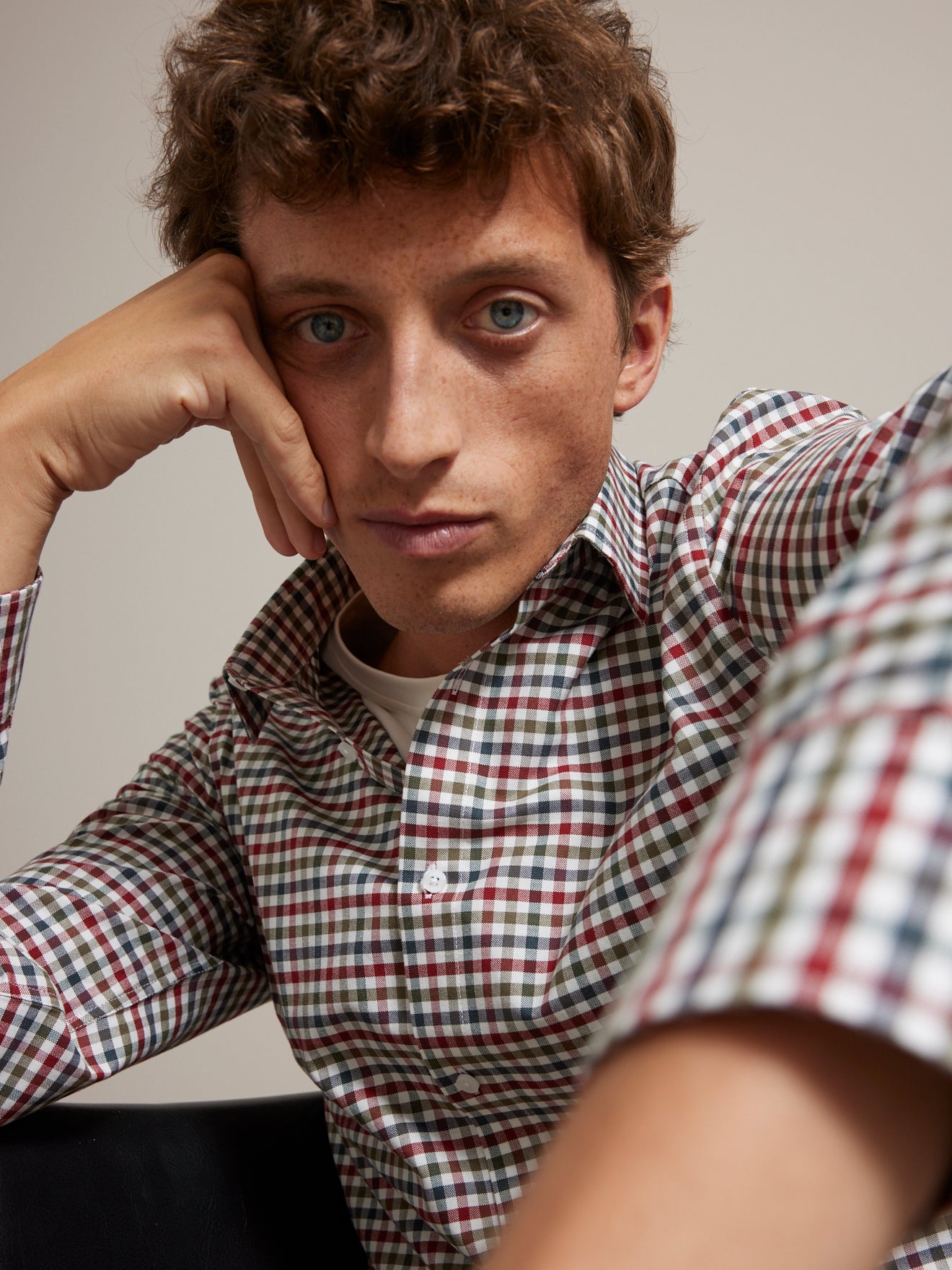 Chemise carreaux multicolores slim fit homme