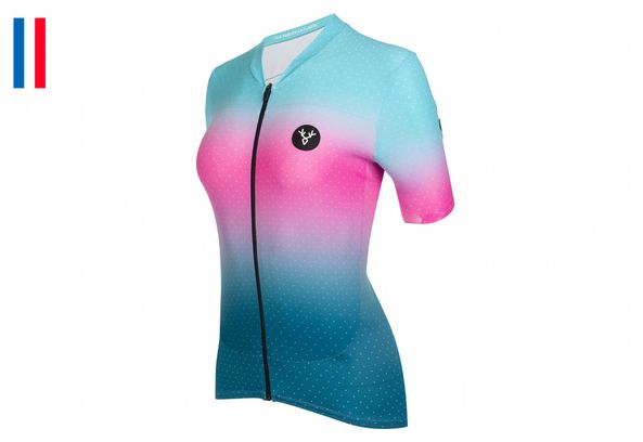 Maillot Manches Courtes Femme LeBram Vence Rose Ciel Coupe Ajustée