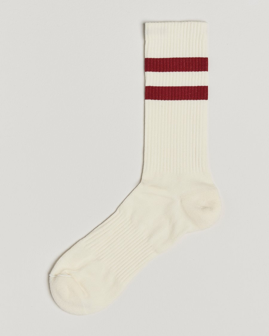 Sweyd Two Stripe Cotton Socks White/Red