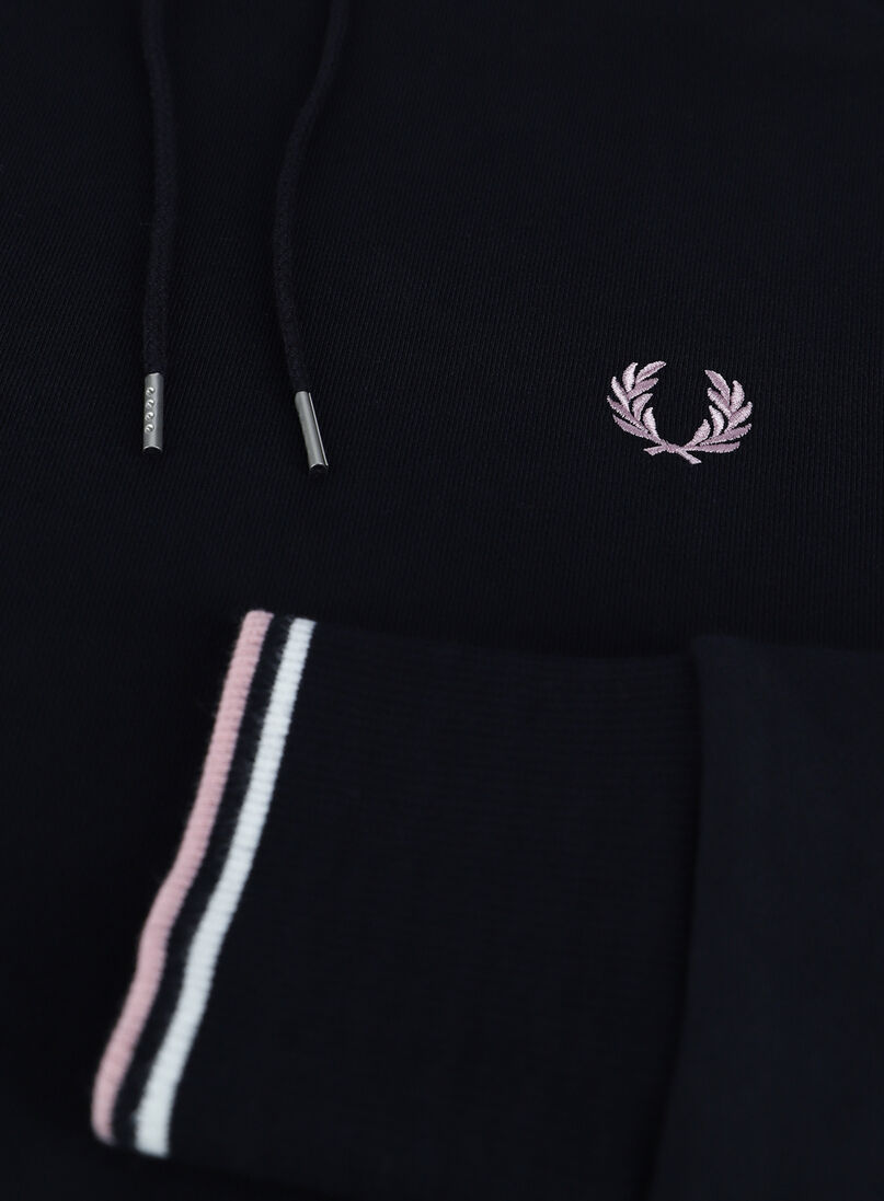 FRED PERRY donkerblauwe fred perry sweater tipped hooded sweatshirt