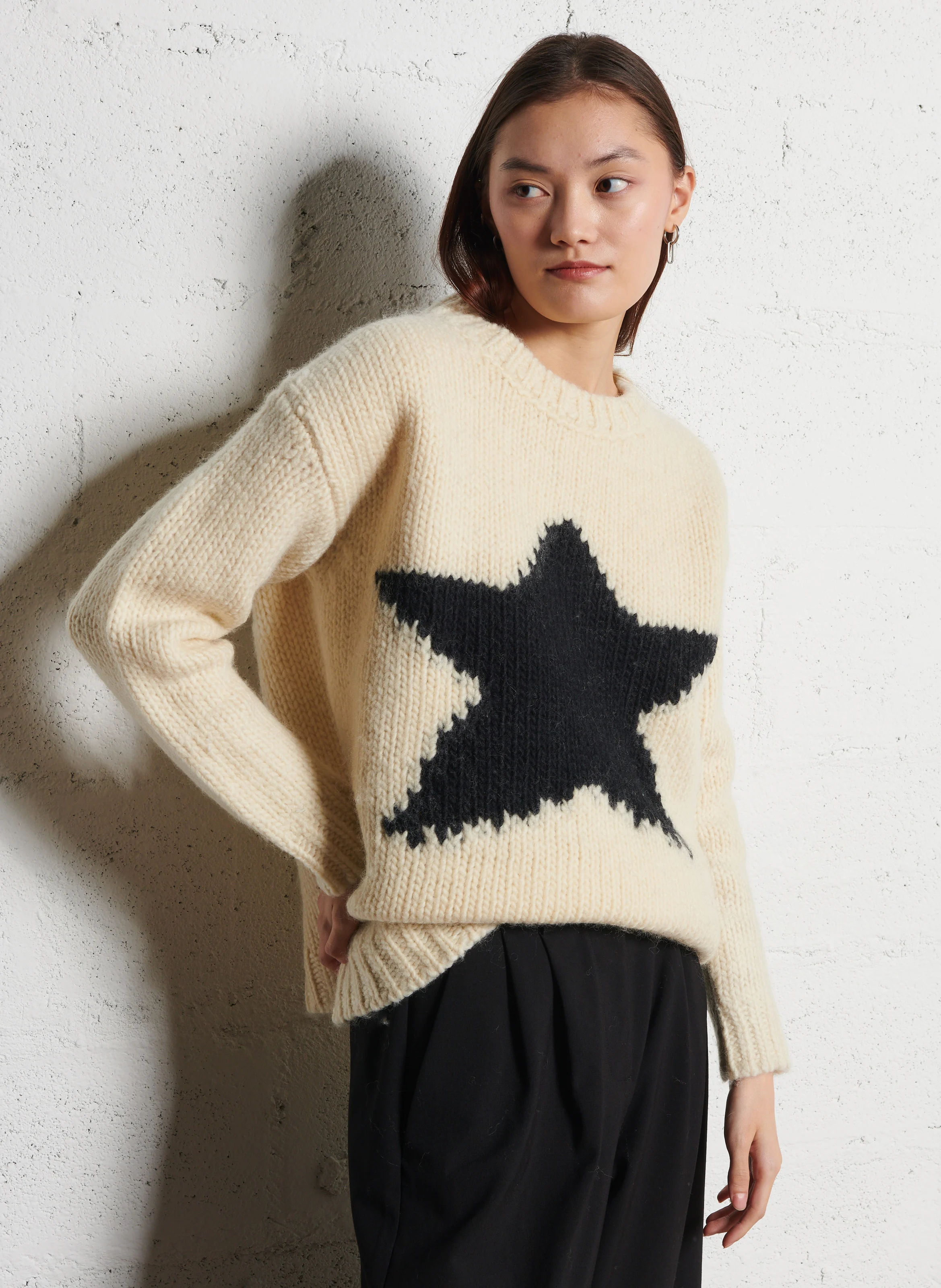 AMBRE - Pull col rond en laine | Beige