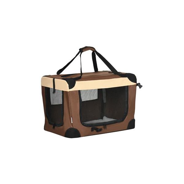 Pawhut Transportadora e Bolsa de Transporte Dobrável com Almofada Suave 60x41x41cm Marrom