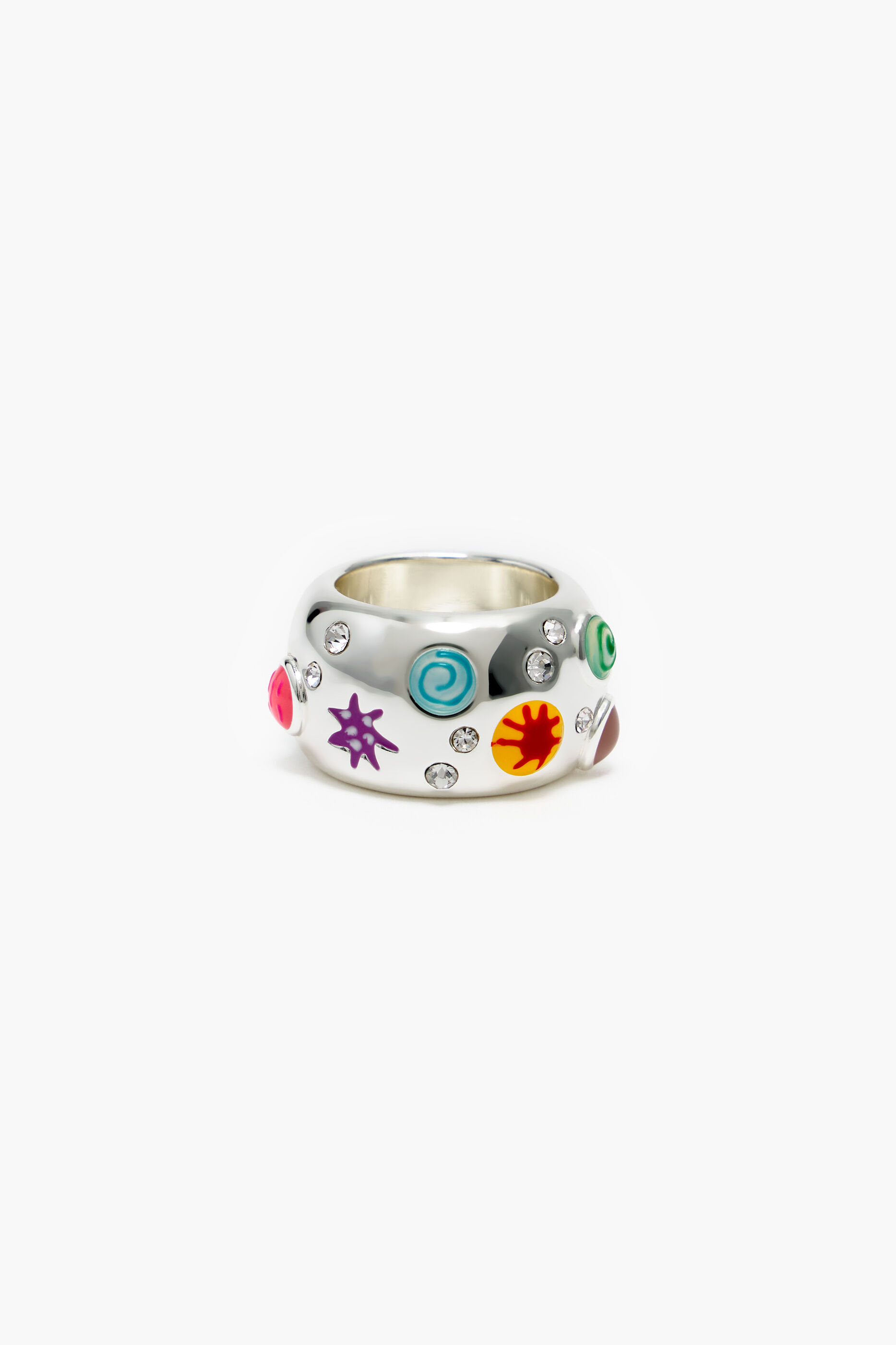 Anel de cristal esmaltado multicolorido