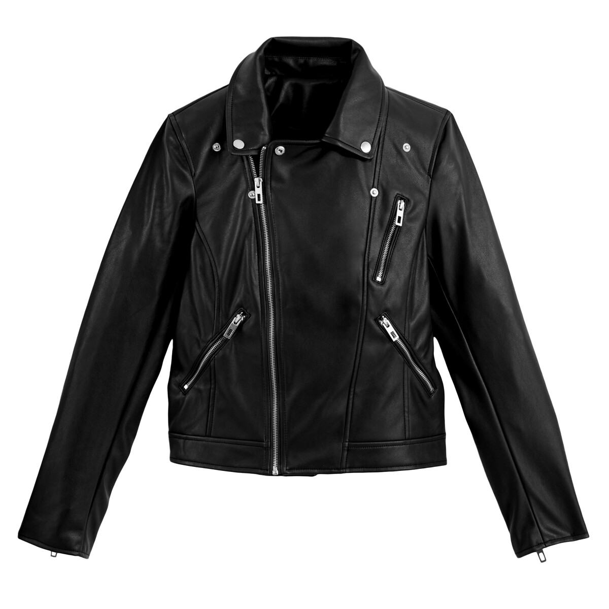 COLEÇÕES LA REDOUTE<br>Jaqueta curta em pele sintética, estilo biker