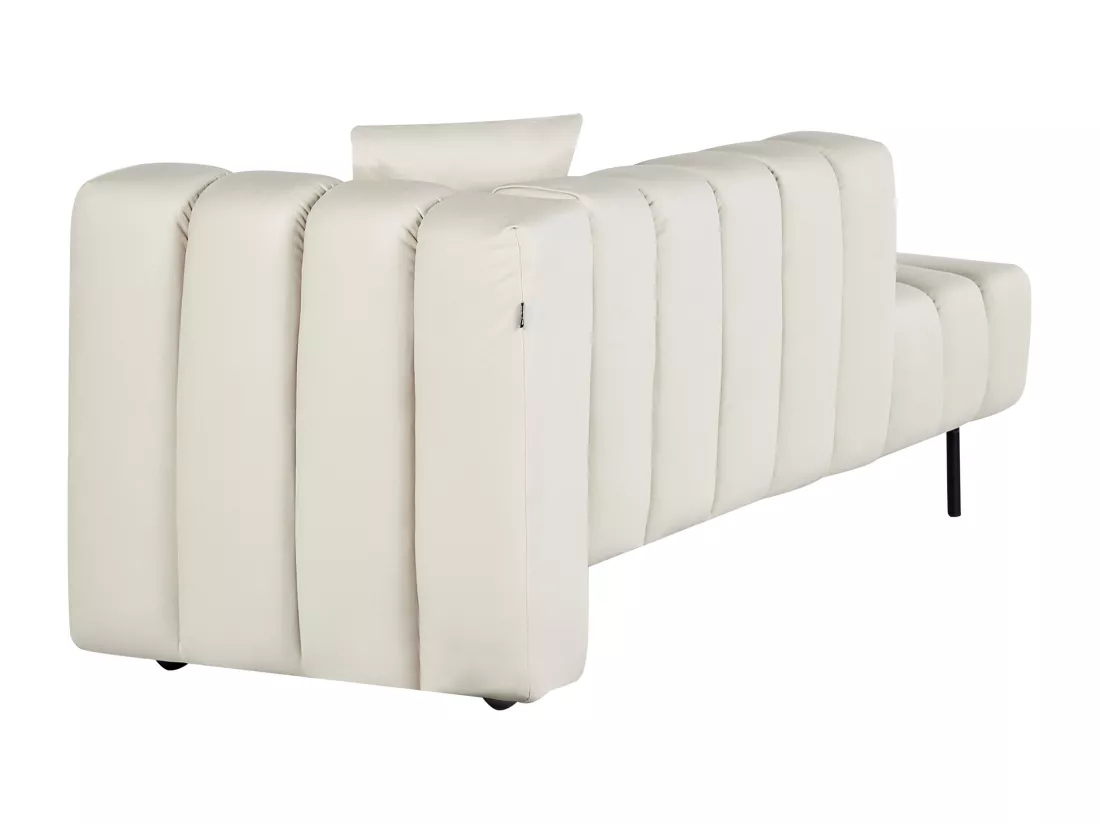 Chaise longue côté droit en similicuir vegan blanc cassé LANNILS
