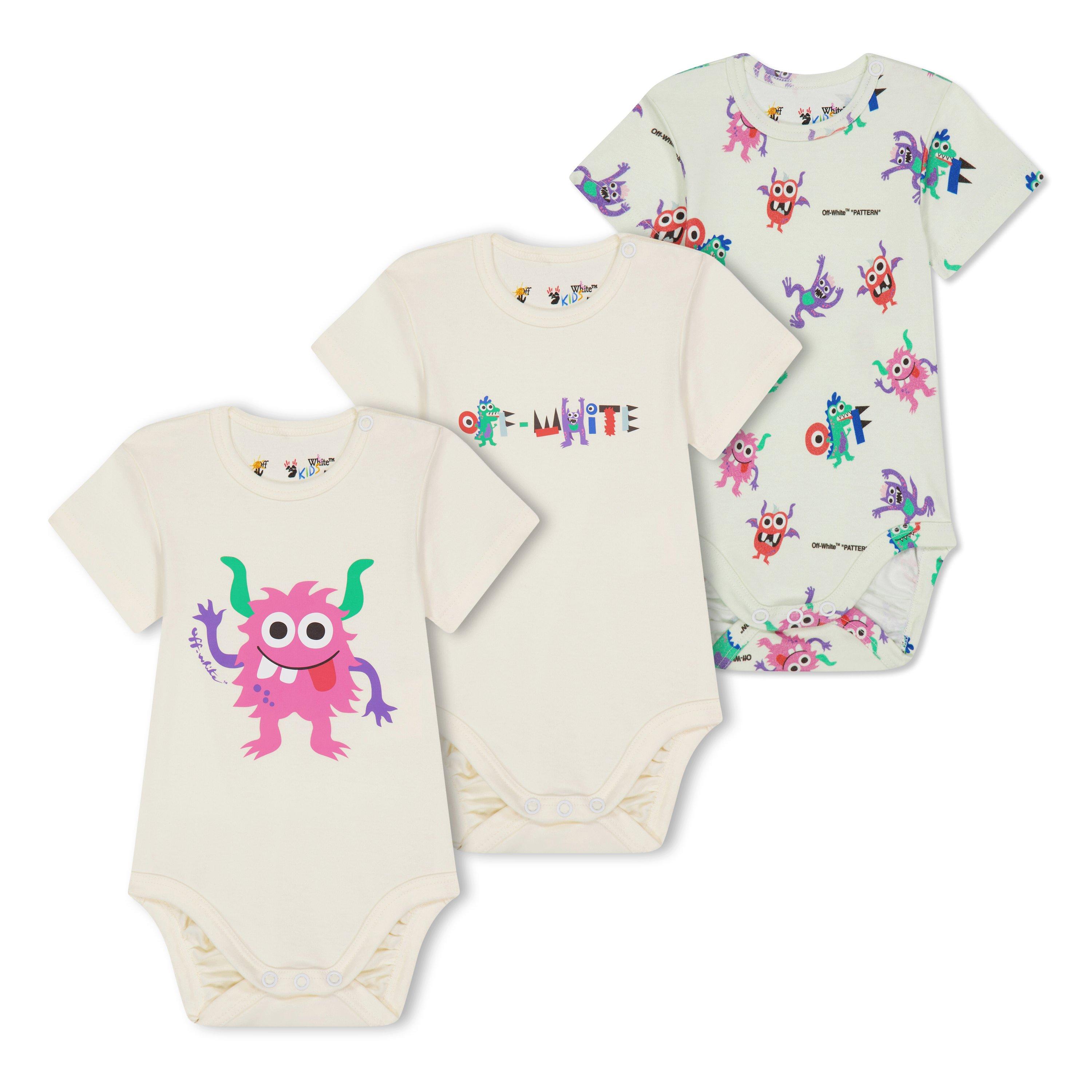 Off White 3-Pack Babygrows Babies