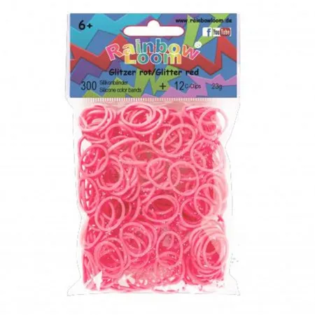 Rainbow Loom® Silikonbänder Glitzer, rot