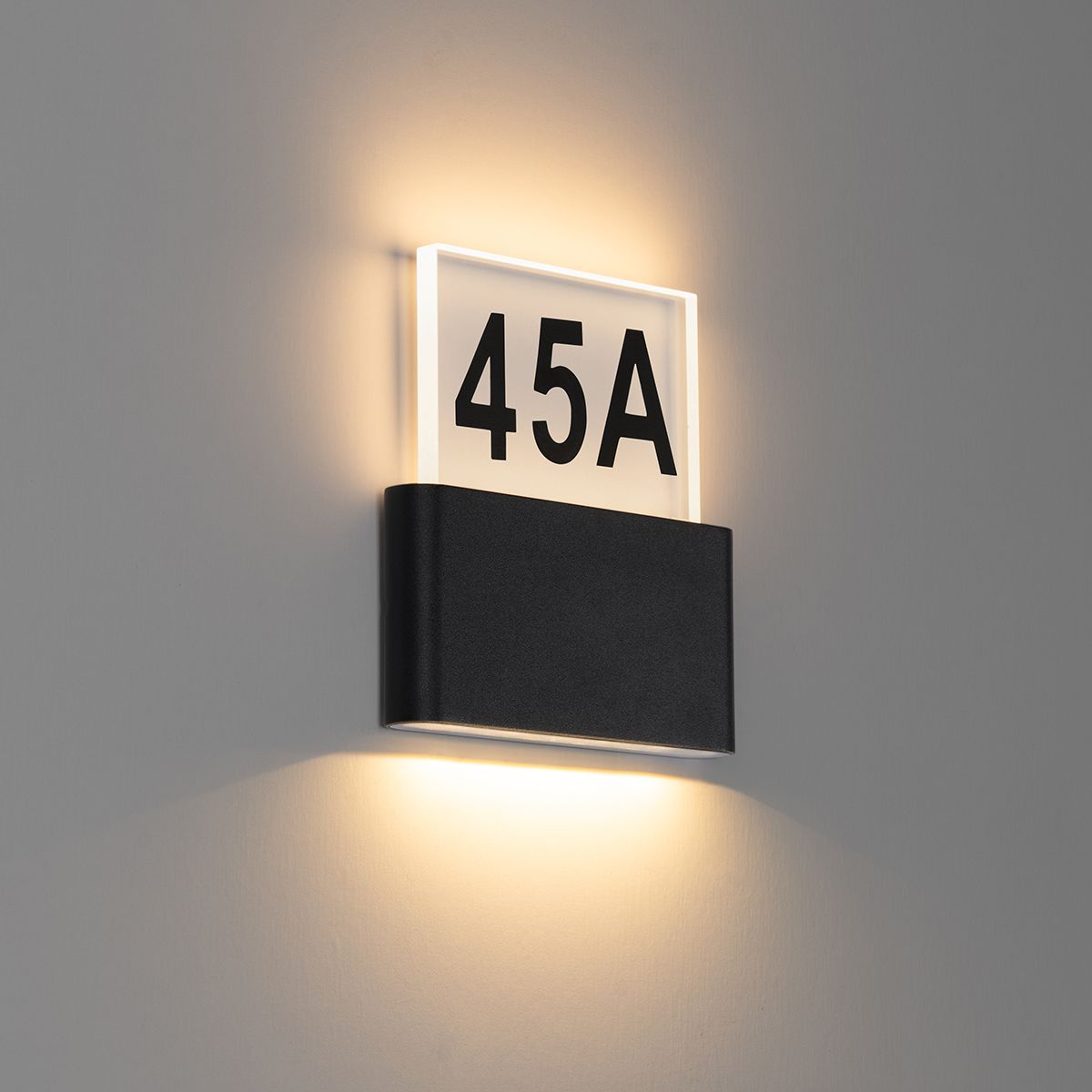 Buiten wandlamp zwart incl. LED met huisnummers IP54 - Kandi