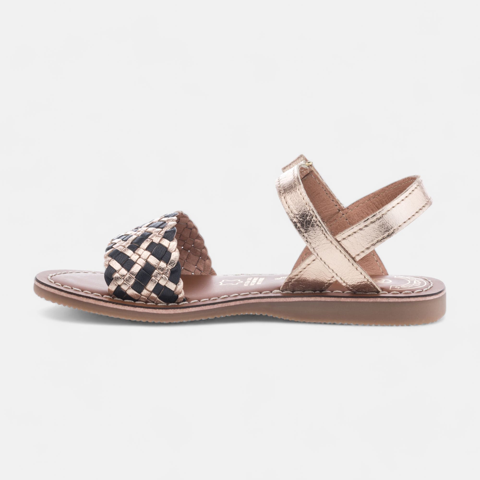 Nu-pieds Fille en cuir or