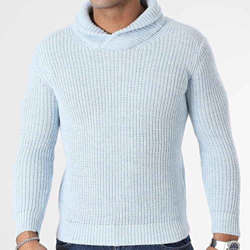 Pull Col Montant Bleu Clair