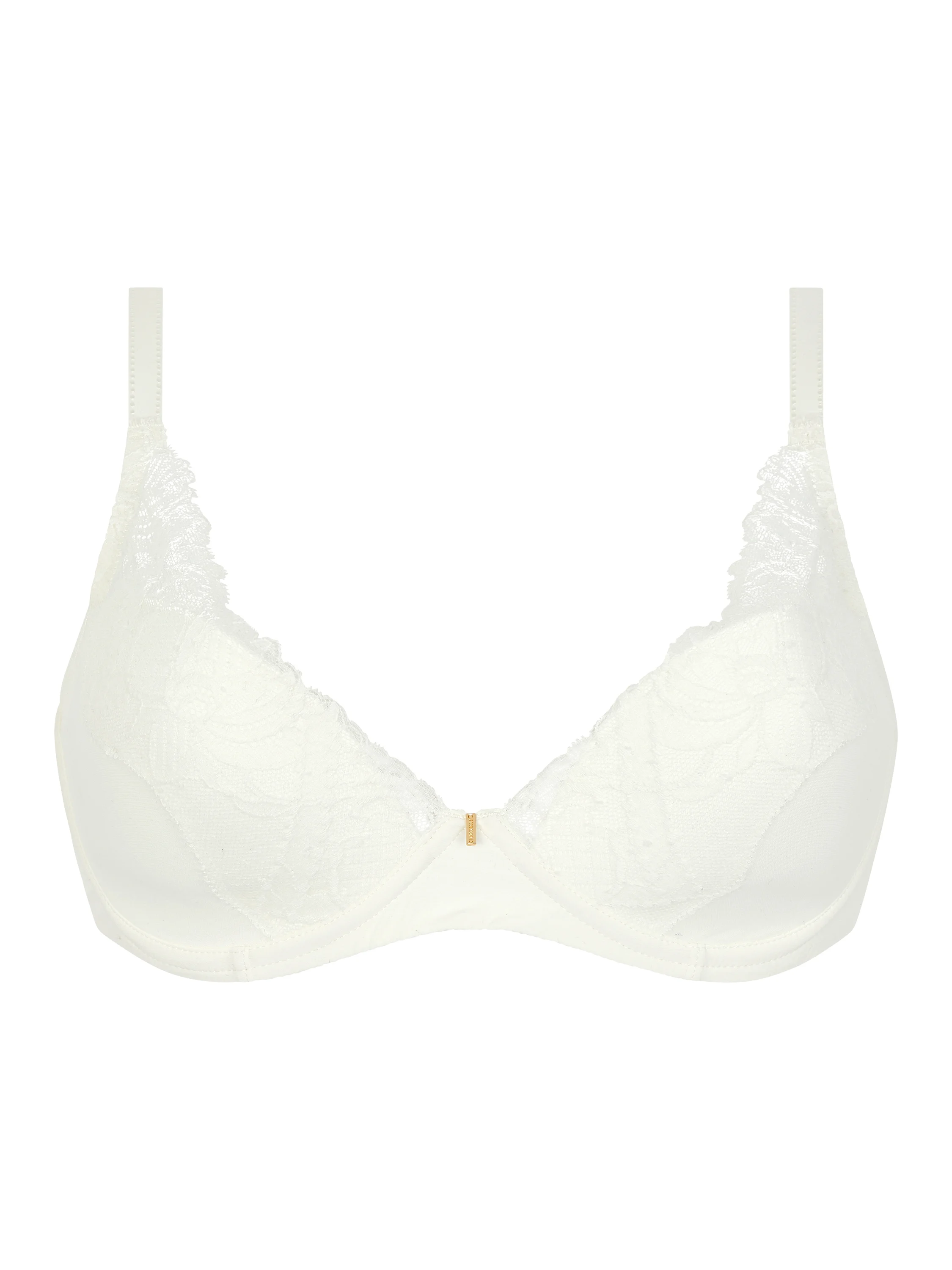 ORANGERIE DREAM - Soutien-gorge coques plongeant avec dentelle de leavers | Beige