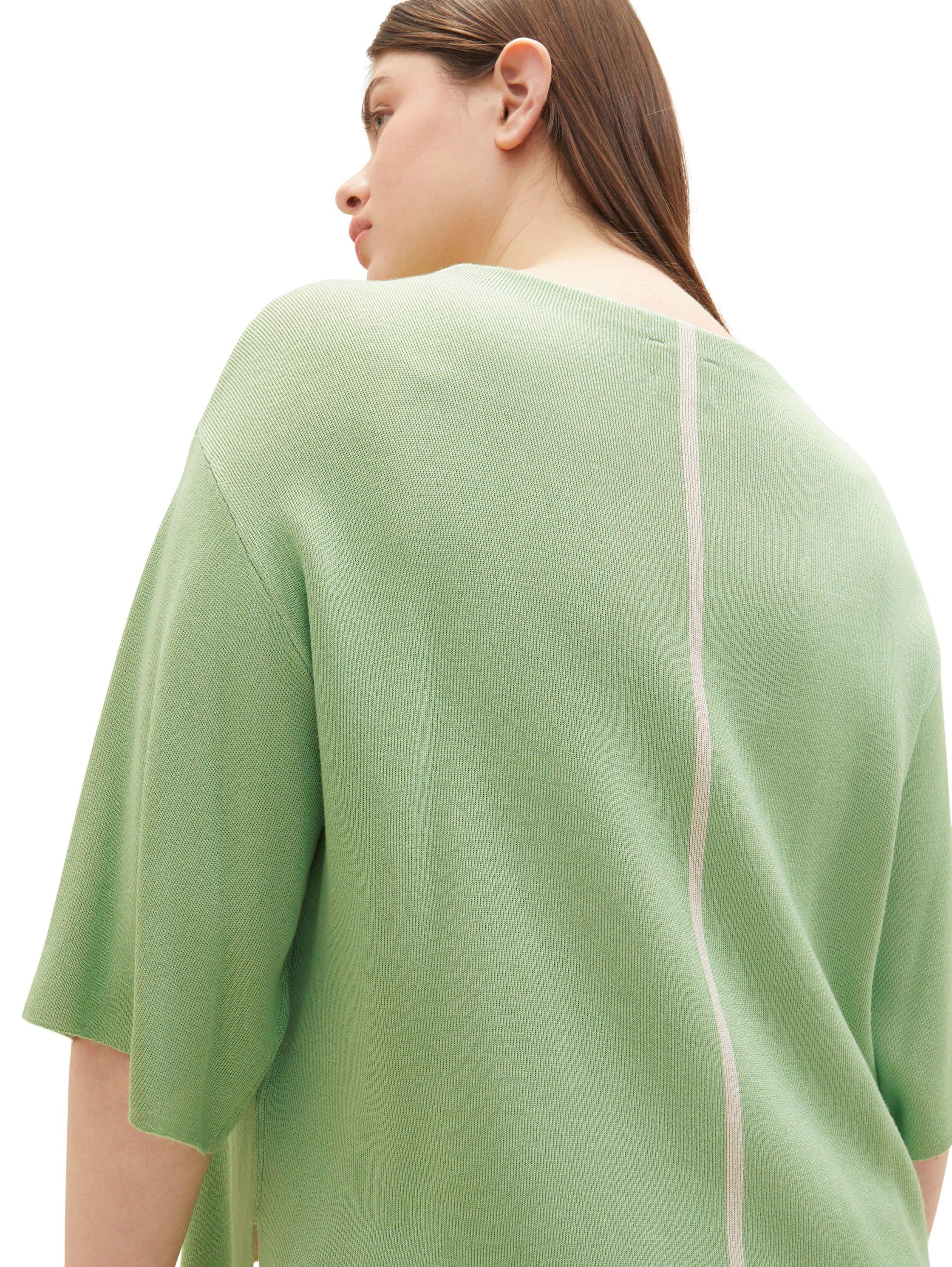 Halbarm-Pullover mit Kontraststreifen