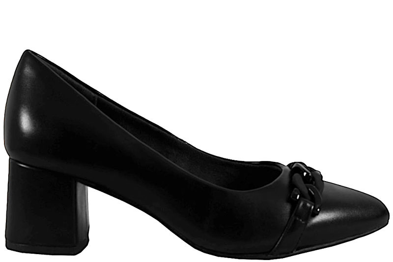 JANA PUMPS I SORT PU MED BIDSEL OG SPIDS SNUDE