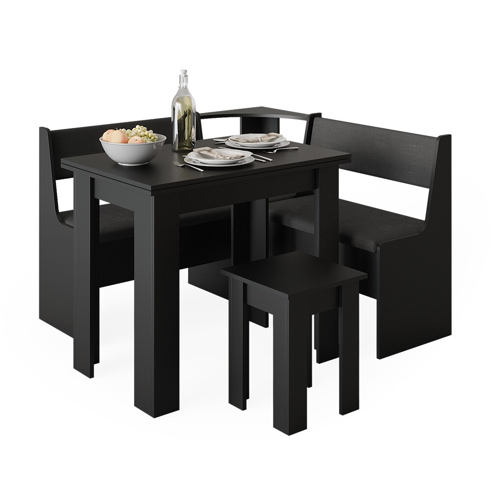 Vicco Eckbankgruppe Küchensitzgruppe Esszimmergruppe Roman Schwarz modern 120x120 cm Sitzbank Sitzecke Küchenmöbel Polstermöbel Esszimmermöbel