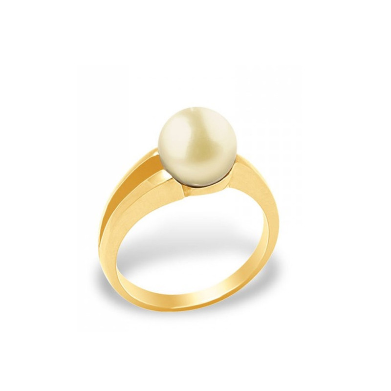 Bague Perle de Culture d'eau douce Dorée et Or jaune 375/1000