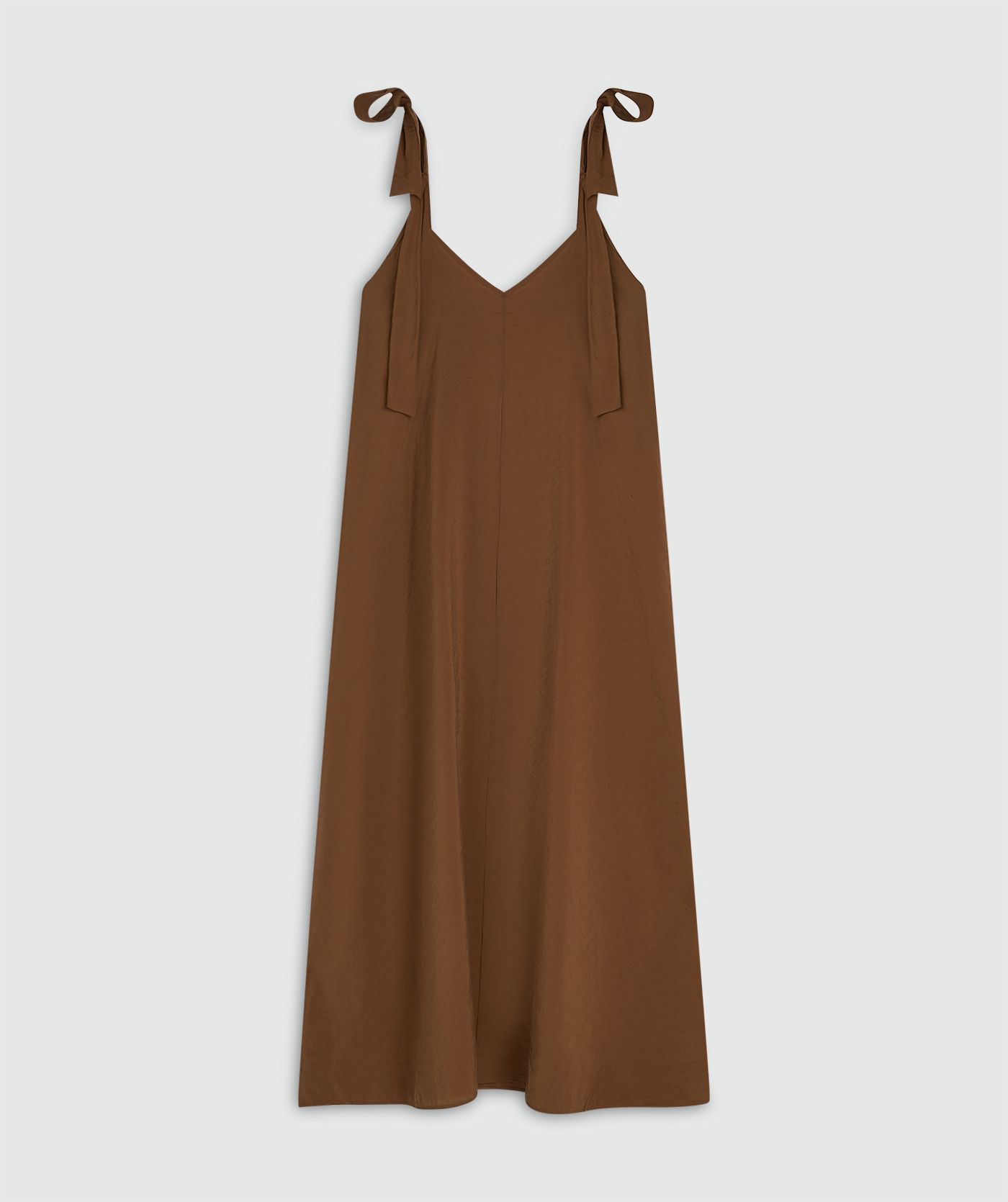 JV-CLARA maxi jurk met striksluiting - brown
