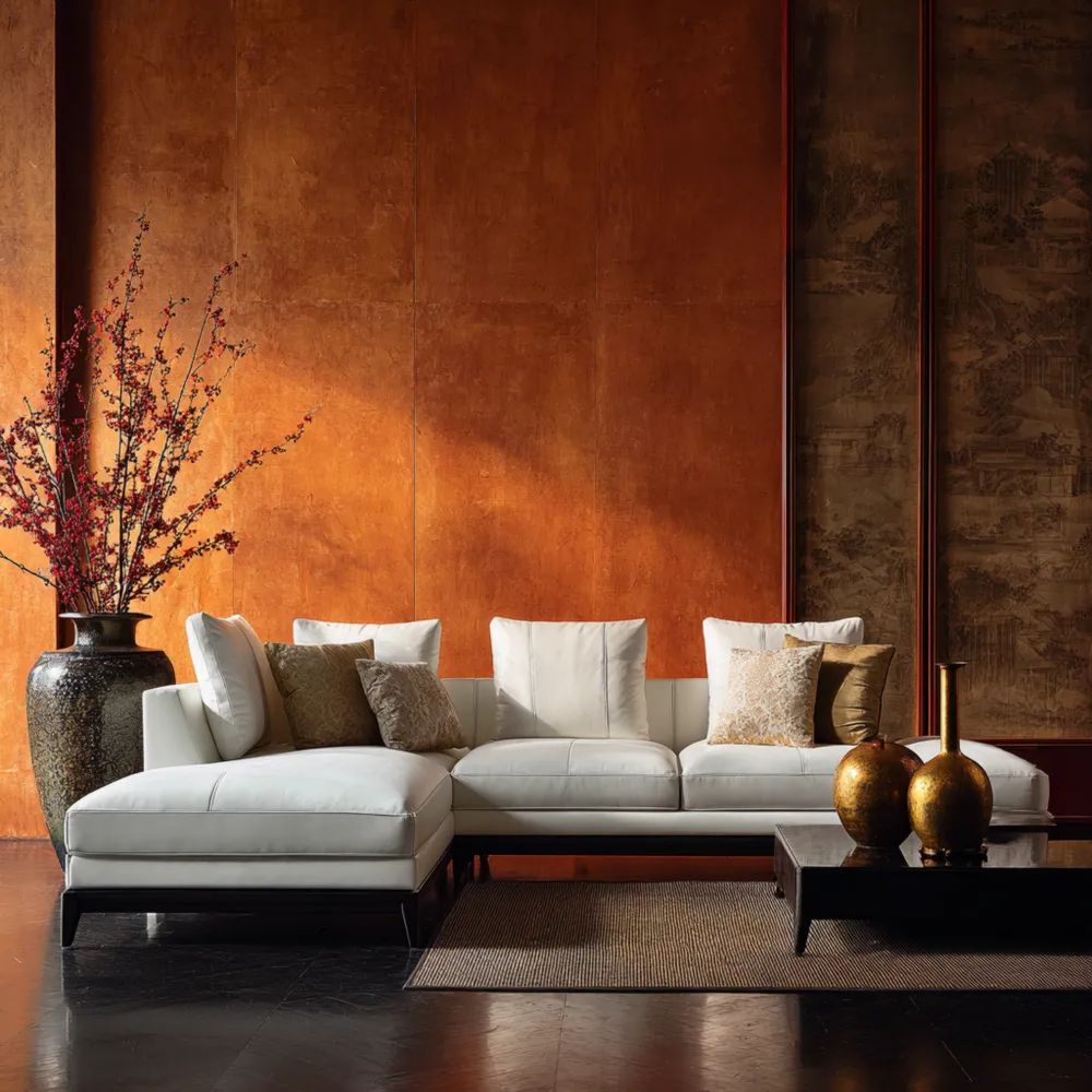 Ecksofa Leder 300x200x85 cm – Weiß – Modernes Design