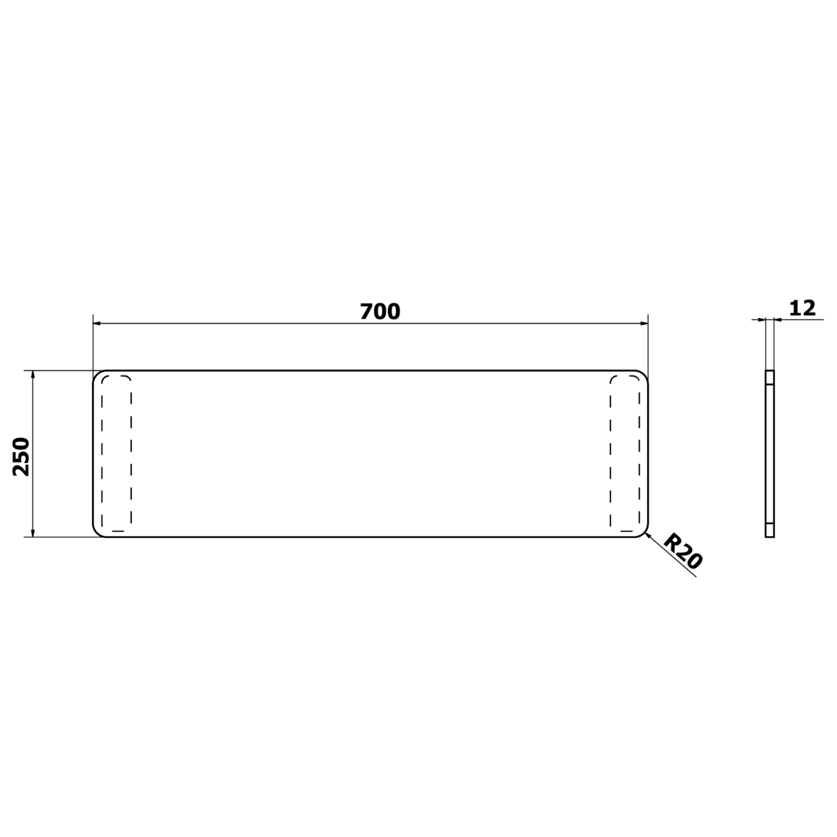 Sapho Universal badplank met zitmogelijkheid 70x25cm zwart