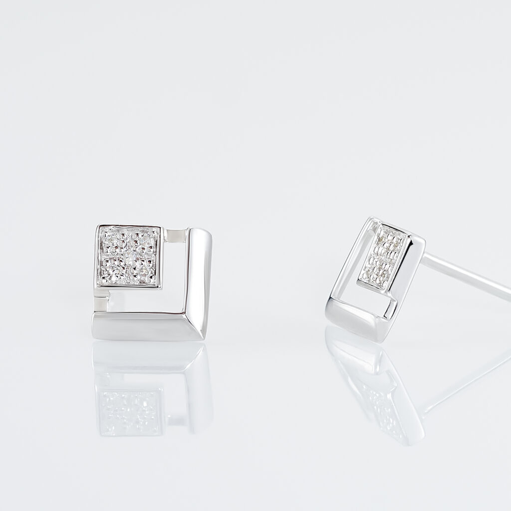 Boucles D'oreilles Puces Liana Or Blanc Diamant