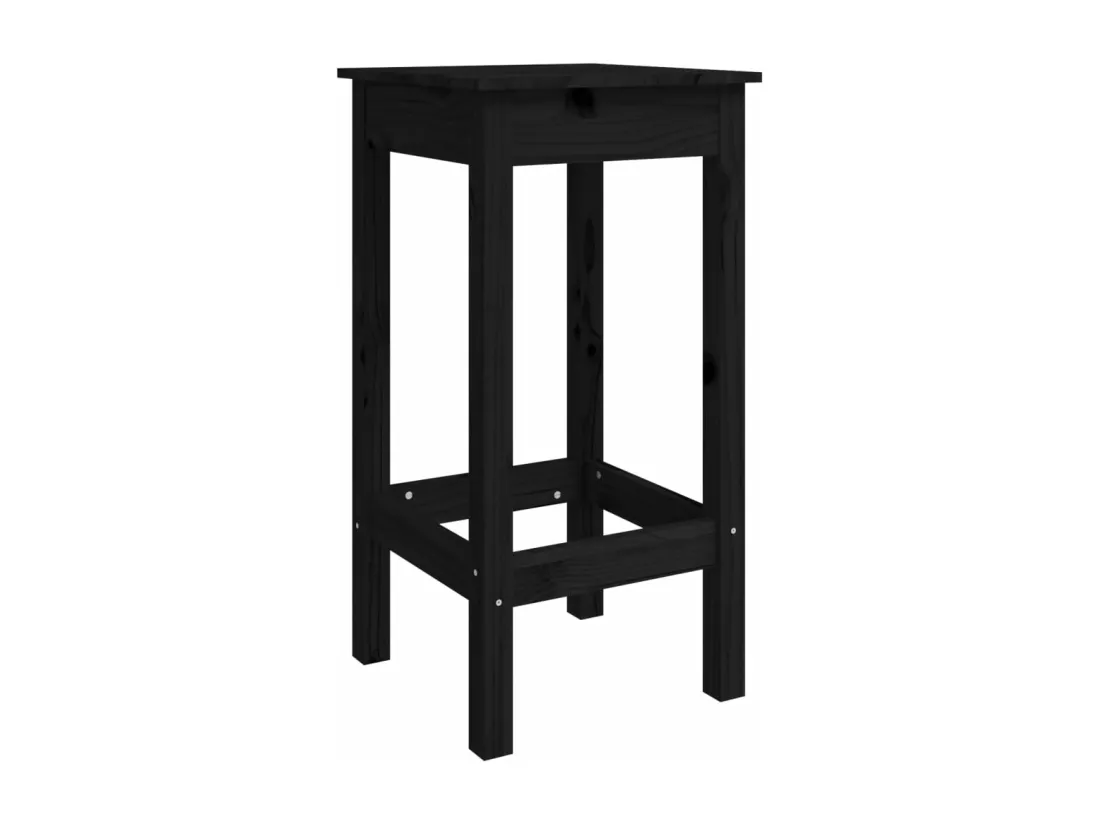Ensemble de bar 3 pcs Noir Bois de pin massif