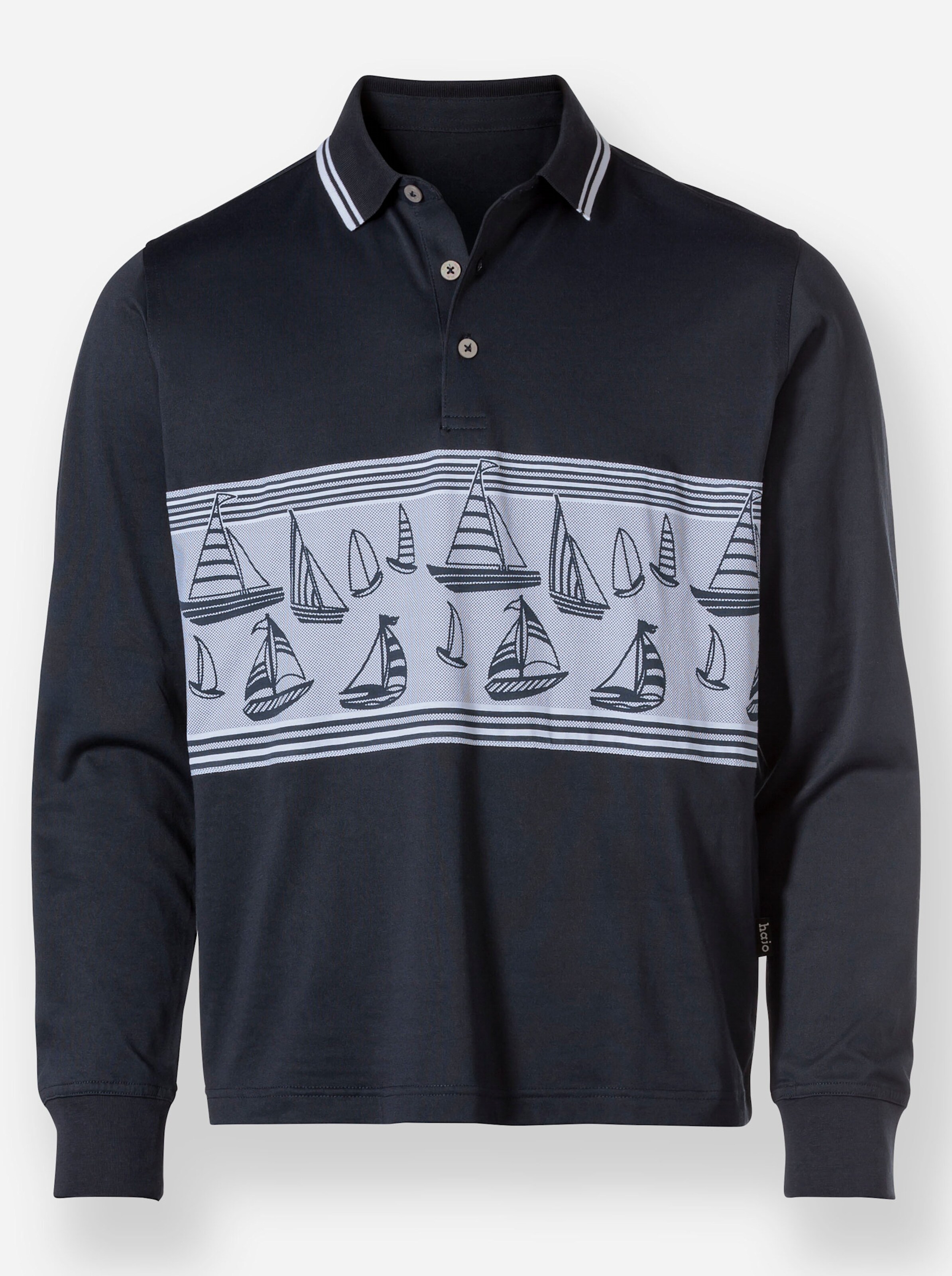 Langarm-Poloshirt in marine