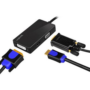 DisplayPort 4K vers adaptateur DVI/HDMI/VGA, noir