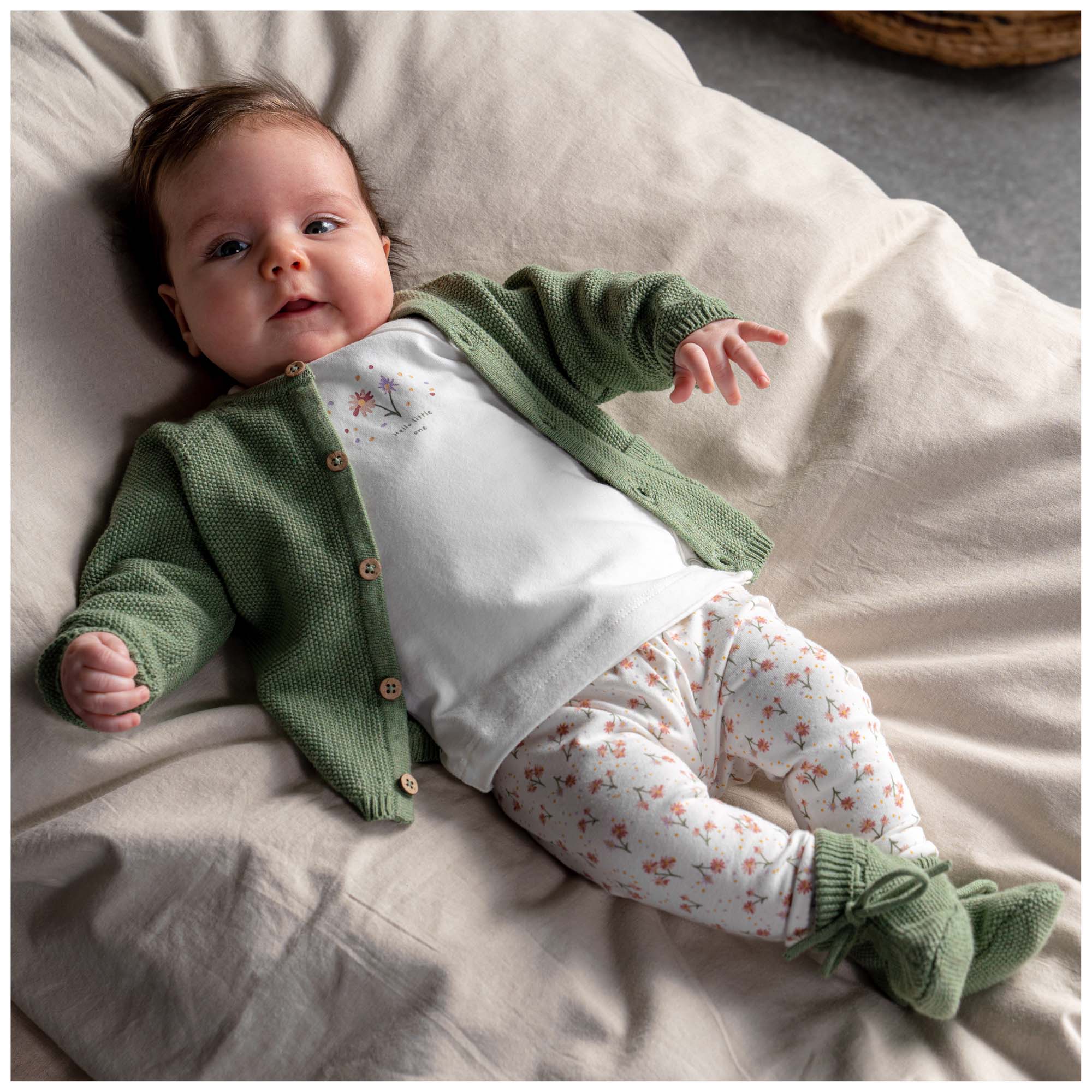 Prénatal newborn vest lange mouwen effen groen