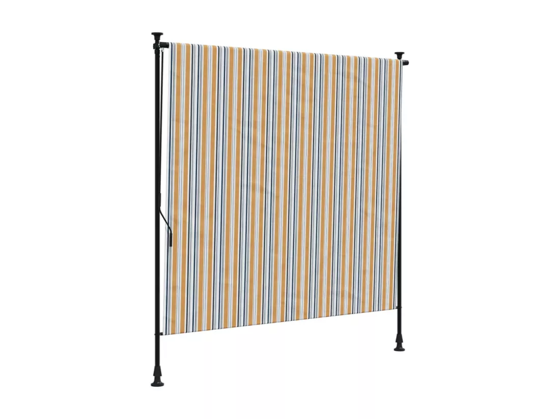 Store roulant d'extérieur jaune et blanc 200x270 cm tissu acier
