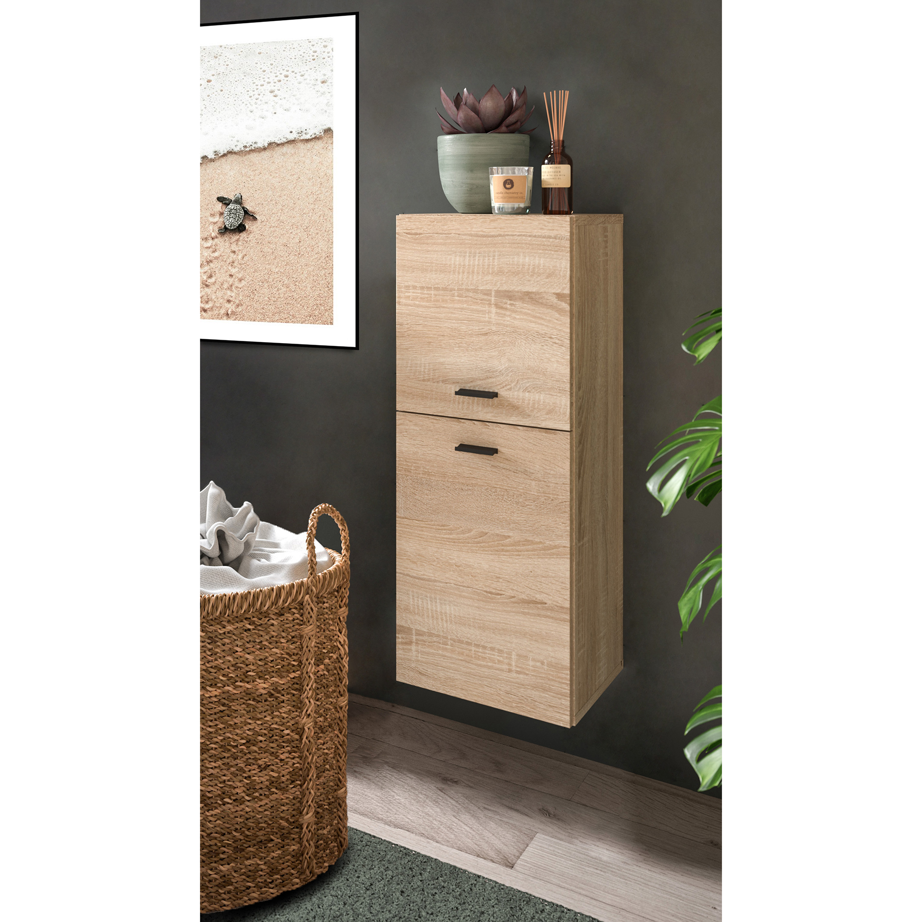 Badschrank BOSTON - Sonoma Eiche - 80 cm hoch