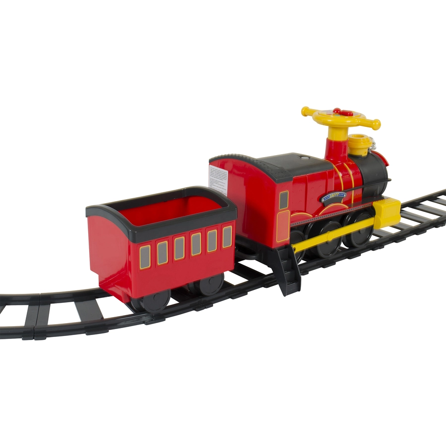 ROLLPLAY Steam Train Kinderfahrzeug mit Batterie  Eisenbahn Set, Zug & Schienen Rot Rot