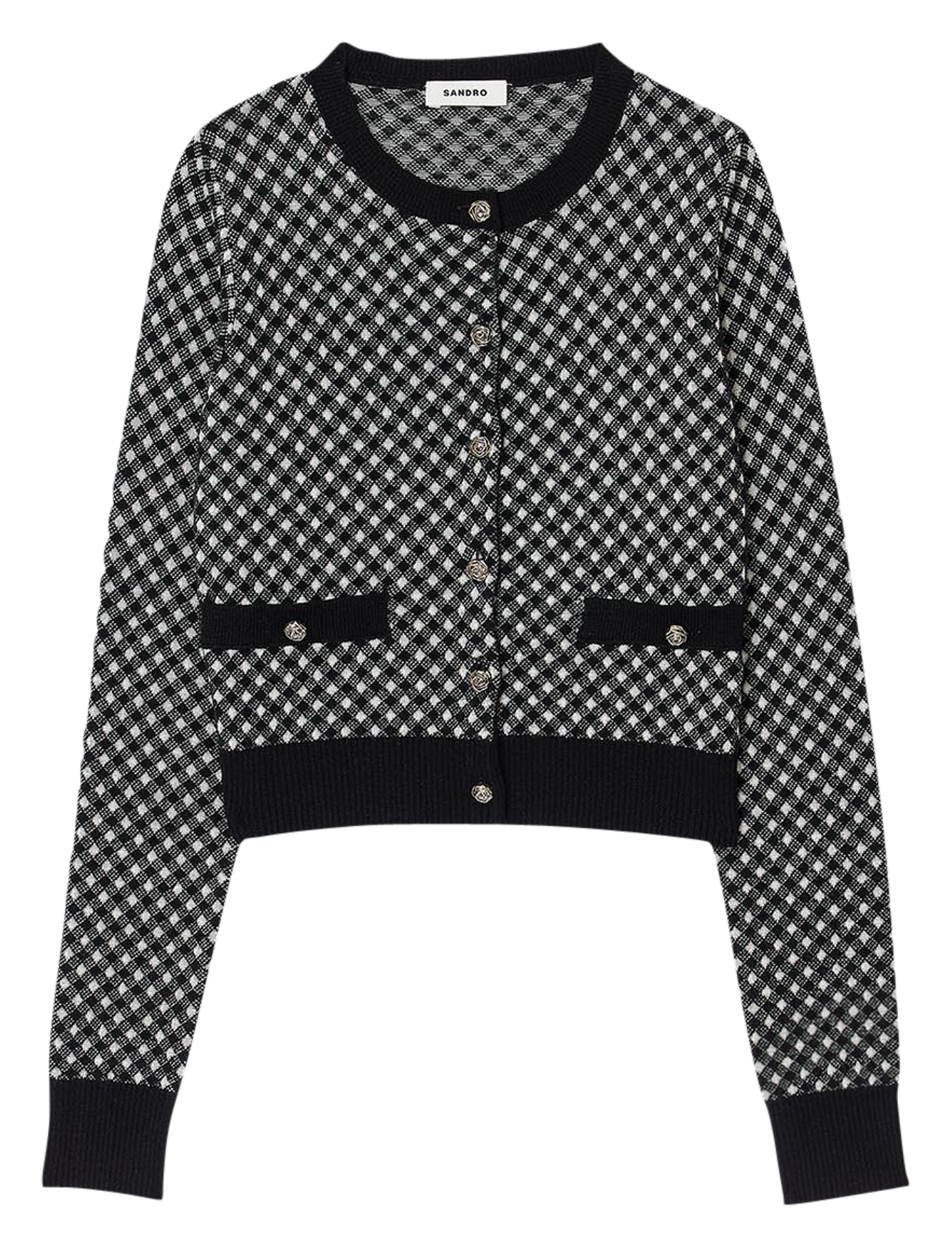 Cardigan col rond en laine mélangée | Noir