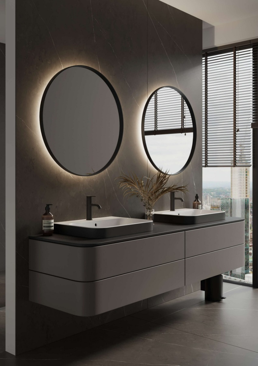 Martens Design Miami Beach spiegel met LED verlichting, spiegelverwarming en touch bediening 80cm mat zwart