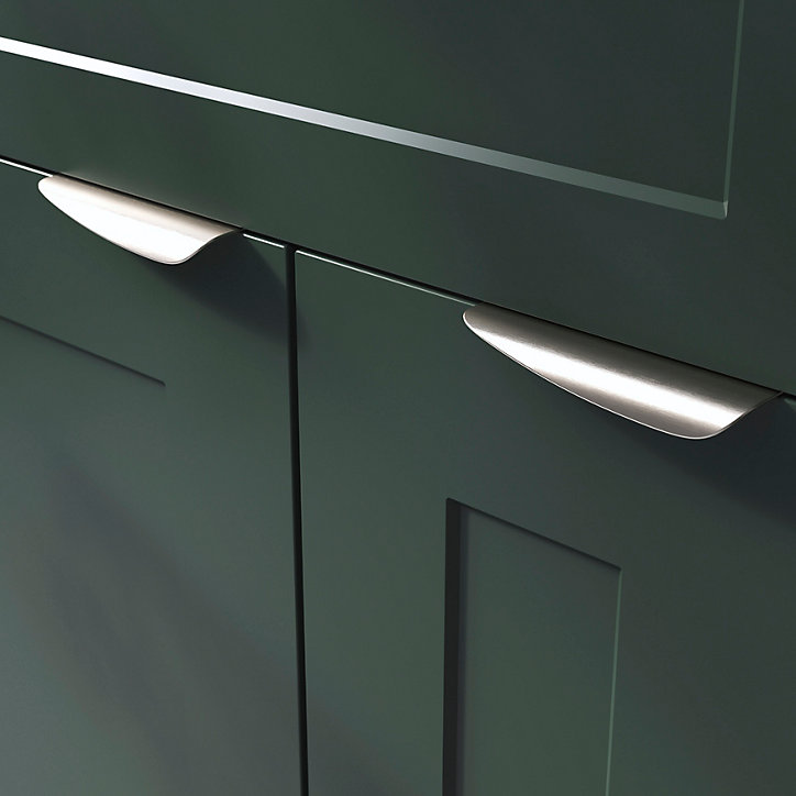 Poignée de meuble Incurvé GoodHome Mehaban effet satin gris l.120mm x l.44mm x H. 13mm entraxe 96mm