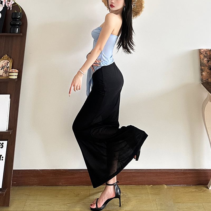 Sugarcoat - Effen geknoopte tubetop / Maxi-kokerrok met hoge taille