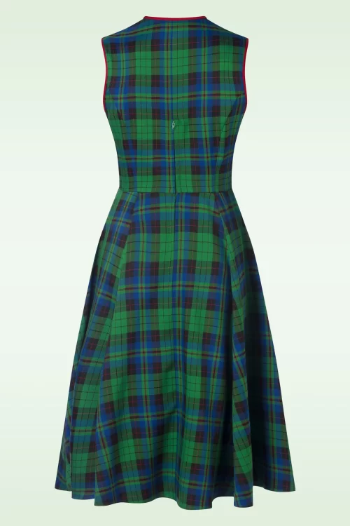 Banned Retro Winter Check Flare swing jurk in groen